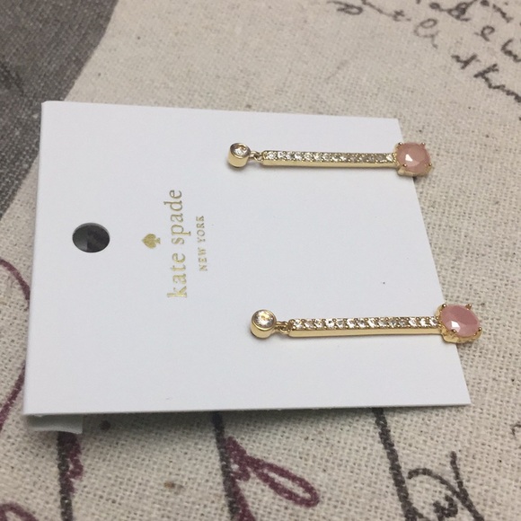 NWT Kate Spade Pink and Gold Bar Drop Earrings! - Picture 4 of 5